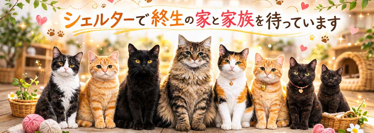 大阪府堺市北区の保護猫シェルターで終生の家と家族を待っています